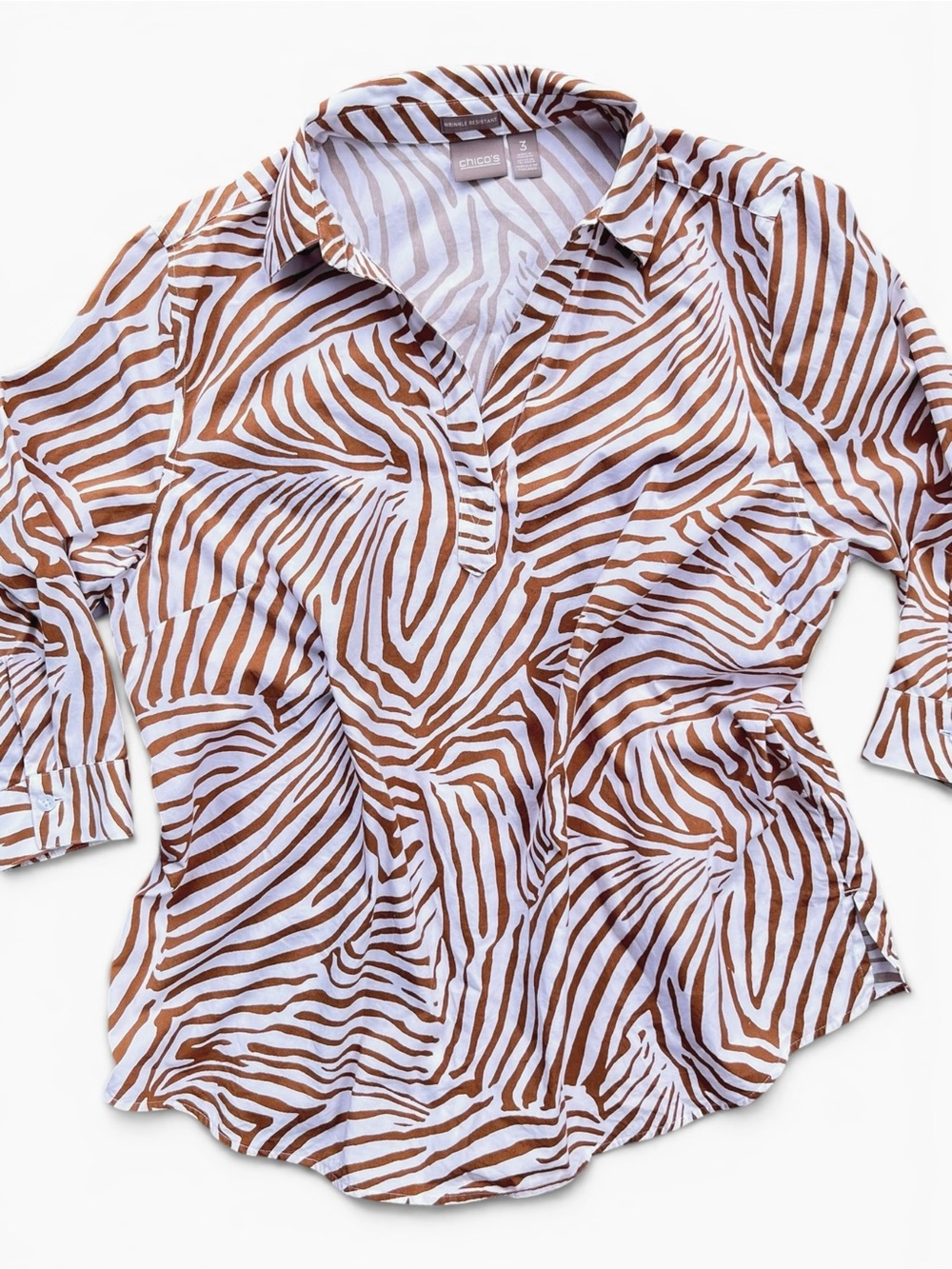 Chico's 3-Piece Outfit: Rust Linen Jacket (XL) Zebra Shirt (XL) Juliet Pants (L) - Picture 7 of 16
